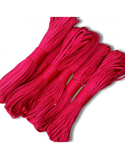 Paracord 550. Núcleo 7 hilos. 4 mm diámetro. ROJO CORAL. Rollo de 100 pies (30,5 metros).