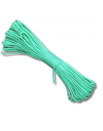 Paracord 550. Núcleo 7 hilos. 4 mm diámetro. VERDE PASTEL. Rollo de 100 pies (30,5 metros).