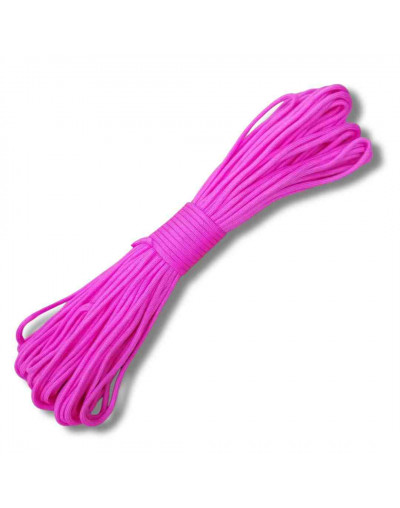 Paracord 550. Núcleo 7 hilos. 4 mm diámetro. ROSADO. Rollo de 100 pies (30,5 metros).