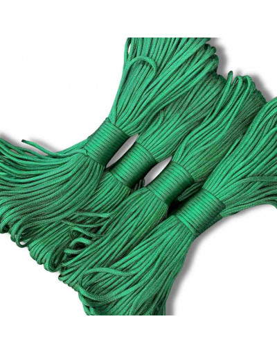 Paracord 550. Núcleo 7 hilos. 4 mm diámetro. VERDE. Rollo de 100 pies (30,5 metros).