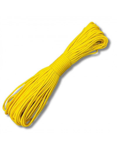 Paracord 550. Núcleo 7 hilos. 4 mm diámetro. AMARILLO. Rollo de 100 pies (30,5 metros).