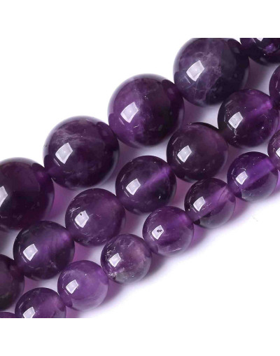 Amatista Grado 1A. 04 mm diámetro. 0,80 mm perforación. 90 uds hilo aprox. 1 hilo.