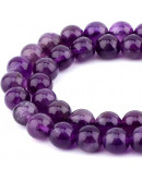 Amatista Grado 1A. 08 mm diámetro. 1 mm perforación. 45 uds hilo aprox. 1 hilo.