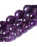 Amatista Grado 1A. 08 mm diámetro. 1 mm perforación. 45 uds hilo aprox. 1 hilo.