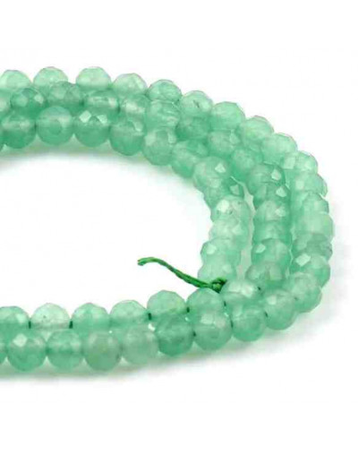 Aventurina Verde. Faceteada. 06 mm diámetro. 1 mm perforación. 60 uds hilo aprox. 1 hilo.