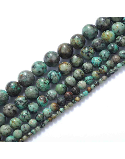 Turquesa Africana Natural. 04 mm diámetro. 0,8 mm perforación. 90 uds hilo aprox. 1 hilo.