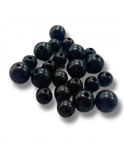 Sándalo. Color Negro. Esfera. 06 mm diámetro. 2 mm perforación. 100 unidades aproximado.