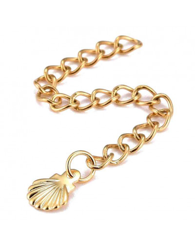 Extensión cadena. Shell. Acero inoxidable. Color dorado. 60 milímetros. 2 unidades.