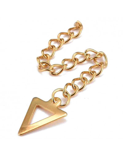 Extensión cadena. Triángulo. Acero inoxidable. Color dorado. 60 milímetros. 2 unidades.