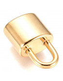 Candado. Aleación de cobre. Baño 18kGold. 13x8x5 mm. 3x5 mm perforación. 1 unidad. Candado. Aleación de cobre. Baño 18kGold. 13x8x5 mm. 3x5 mm perforación. 1 unidad.