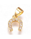 Herradura. Aleación+Zirconia. Baño 18kGold. 10x8x2 mm. 3,4x4,5 mm cierre. 1 unidad. Herradura. Aleación+Zirconia. Baño 18kGold. 10x8x2 mm. 3,4x4,5 mm cierre. 1 unidad.