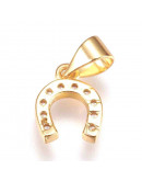 Herradura. Aleación+Zirconia. Baño 18kGold. 10x8x2 mm. 3,4x4,5 mm cierre. 1 unidad. Herradura. Aleación+Zirconia. Baño 18kGold. 10x8x2 mm. 3,4x4,5 mm cierre. 1 unidad.