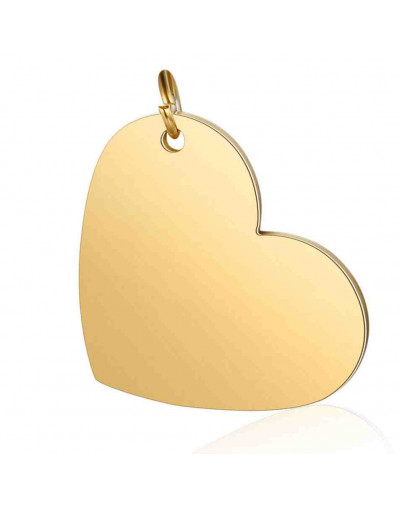Blank Stamping.Corazón. Acero inoxidable. Color Dorado. 19.5x25x1 mm. 3,5 mm arandela. 1 unidad.
