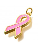 Lucha con el cáncer. Aleación+Esmalte. Baño 18kGold. 23x13x2,5 mm. 3,5 mm arandela. 1 unidad.