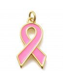 Lucha con el cáncer. Aleación+Esmalte. Baño 18kGold. 23x13x2,5 mm. 3,5 mm arandela. 1 unidad.