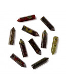 Jásper Dragón. Hexágono una punta. Faceteado. 30~33x8~9 milímetros. 1,5 mm perforación. 1 unidad.