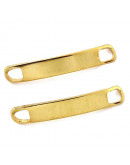 Blank Stamping. Rectángulo. Acero inoxidable. Real 18KGold. 30x5x1,2 mm. 4 mm perforación. 1 unidad.