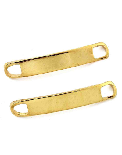 Blank Stamping. Rectángulo. Acero inoxidable. Real 18KGold. 30x5x1,2 mm. 4 mm perforación. 1 unidad. Blank Stamping. Rectángulo. Acero inoxidable. Real 18KGold. 30x5x1,2 mm. 4 mm perforación. 1 unidad.