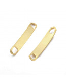 Blank Stamping. Rectángulo. Acero inoxidable. Real 18KGold. 30x5x1,2 mm. 4 mm perforación. 1 unidad.