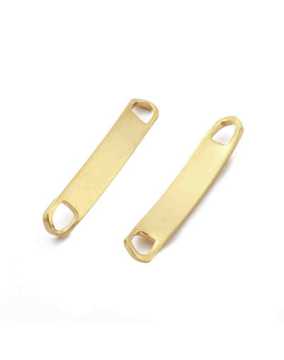 Blank Stamping. Rectángulo. Acero inoxidable. Real 18KGold. 30x5x1,2 mm. 4 mm perforación. 1 unidad. Blank Stamping. Rectángulo. Acero inoxidable. Real 18KGold. 30x5x1,2 mm. 4 mm perforación. 1 unidad.