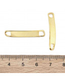 Blank Stamping. Rectángulo. Acero inoxidable. Real 18KGold. 30x5x1,2 mm. 4 mm perforación. 1 unidad.