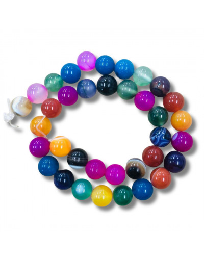 Agata Banded. Varios colores. 06 milímetros diámetro. 1 mm perforación. 60 uds hilo aprox. 1 hilo.