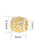 Columna (1). Aleación de cobre. Baño 18k Gold. Zirconia CLEAR. 8,5x8 mm. 5 mm perforación. 1 unidad. Columna (1). Aleación de cobre. Baño 18k Gold. Zirconia CLEAR. 8,5x8 mm. 5 mm perforación. 1 unidad.