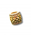 Columna (1). Aleación de cobre. Baño 18k Gold. Zirconia CLEAR. 8,5x8 mm. 5 mm perforación. 1 unidad. Columna (1). Aleación de cobre. Baño 18k Gold. Zirconia CLEAR. 8,5x8 mm. 5 mm perforación. 1 unidad.