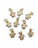 Tortuga (1). Aleación+Zirconia. Baño 18kGold. 15x10x4 milímetros. 5 mm arandela. 1 unidad. Tortuga (1). Aleación+Zirconia. Baño 18kGold. 15x10x4 milímetros. 5 mm arandela. 1 unidad.