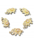 Elefante. Aleación+Zirconia. Baño 18KGold. 25x13x4 mm. 1,2 mm perforación. 1 unidad. Elefante. Aleación+Zirconia. Baño 18KGold. 25x13x4 mm. 1,2 mm perforación. 1 unidad.