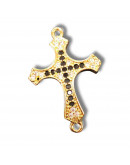 Religión: Cruz. Aleación+Zirconia. Baño 18KGold. 27x18x4 mm. 1,2 mm perforación. 1 unidad. Religión: Cruz. Aleación+Zirconia. Baño 18KGold. 27x18x4 mm. 1,2 mm perforación. 1 unidad.