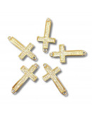 Religión: Cruz. Aleación+Zirconia. Baño 18KGold. 26x13x4 mm. 1,2 mm perforación. 1 unidad. Religión: Cruz. Aleación+Zirconia. Baño 18KGold. 26x13x4 mm. 1,2 mm perforación. 1 unidad.