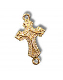 Religión: Cruz. Aleación+Zirconia. Baño 18KGold. 23x14x4 mm. 1,2 mm perforación. 1 unidad. Religión: Cruz. Aleación+Zirconia. Baño 18KGold. 23x14x4 mm. 1,2 mm perforación. 1 unidad.