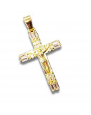 Religión: Cruz. Aleación+Zirconia. Baño 18kGold. 30x20x4 milímetros. 7x5 mm cierre. 1 unidad. Religión: Cruz. Aleación+Zirconia. Baño 18kGold. 30x20x4 milímetros. 7x5 mm cierre. 1 unidad.