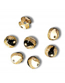 Yin-Yang. Aleación+Zirconia. Baño 18k gold. 10 mm diámetro. 2 mm perforación. 1 unidad. Yin-Yang. Aleación+Zirconia. Baño 18k gold. 10 mm diámetro. 2 mm perforación. 1 unidad.