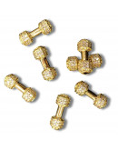 Mancuernas. Aleación+Zirconia. Baño 18k gold. 15x7 milímetros. 2 mm perforación. 1 unidad.