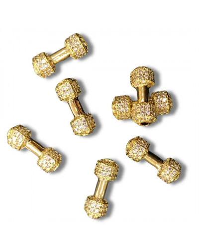 Mancuernas. Aleación+Zirconia. Baño 18k gold. 15x7 milímetros. 2 mm perforación. 1 unidad.