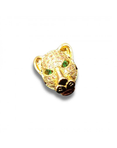 Leopardo. Aleación+Zirconia. Baño 18k gold. 19x9 milímetros. 2 mm perforación. 1 unidad.