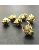 Leopardo. Aleación+Zirconia. Baño 18k gold. 19x9 milímetros. 2 mm perforación. 1 unidad. Leopardo. Aleación+Zirconia. Baño 18k gold. 19x9 milímetros. 2 mm perforación. 1 unidad.