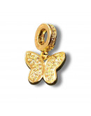 Mariposa. Aleación+Zirconia. Baño 18k gold. 20 milímetros. 2,5 mm perforación. 1 unidad.