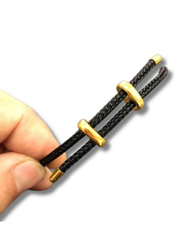 Poliester. Regulable pulsera. Color BLACK. Baño 18KGold. 230x3 milímetros. 1 unidad.