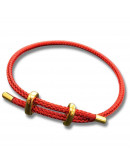 Poliester. Regulable pulsera. Color RED. Baño 18KGold. 230x3 milímetros. 1 unidad.