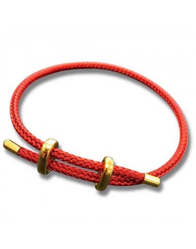 Poliester. Regulable pulsera. Color RED. Baño 18KGold. 230x3 milímetros. 1 unidad.
