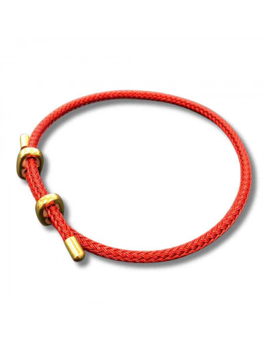 Poliester. Regulable pulsera. Color RED. Baño 18KGold. 230x3 milímetros. 1 unidad.