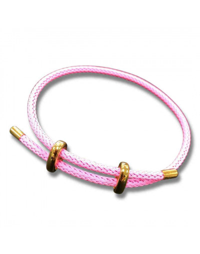 Poliester. Regulable pulsera. Color PINK. Baño 18KGold. 230x3 milímetros. 1 unidad.