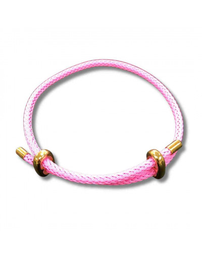 Poliester. Regulable pulsera. Color PINK. Baño 18KGold. 230x3 milímetros. 1 unidad.