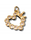 Corazón+Corona. Aleación+Zirconia. Baño 18kGold. 18x20x4 milímetros. 5 mm arandela. 1 unidad. Corazón+Corona. Aleación+Zirconia. Baño 18kGold. 18x20x4 milímetros. 5 mm arandela. 1 unidad.