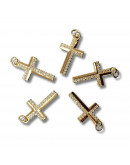 Religión: Cruz. Aleación+Zirconia. Baño 18kGold. 25x15x4 milímetros. 5 mm arandela. 1 unidad. Religión: Cruz. Aleación+Zirconia. Baño 18kGold. 25x15x4 milímetros. 5 mm arandela. 1 unidad.