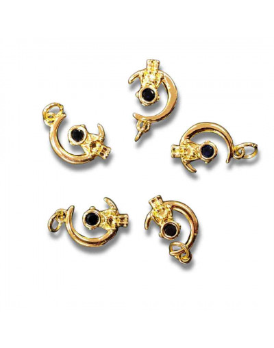 Astronauta. Aleación+Zirconia. Baño 18kGold. 17x12x4 milímetros. 5 mm arandela. 1 unidad.