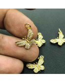 Mariposa. Aleación+Zirconia. Baño 18kGold. 17x12x4 milímetros. 5 mm arandela. 1 unidad. Mariposa. Aleación+Zirconia. Baño 18kGold. 17x12x4 milímetros. 5 mm arandela. 1 unidad.